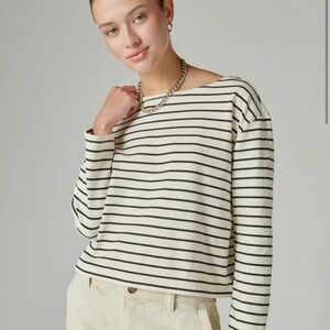 Lucky Brand Brenton Long-Sleeved Tee Black and White Striped